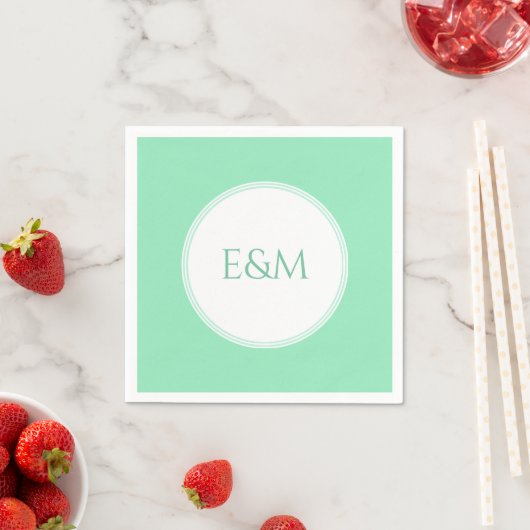 Mintgroene sjabloon monogram moderne elegant servet (Insitu)