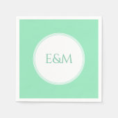 Mintgroene sjabloon monogram moderne elegant servet (Voorkant)