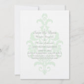 Mintgroene Subtle Damask Save the Date Uitnodiging (Voorkant)