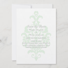Mintgroene Subtle Damask Save the Date Uitnodiging