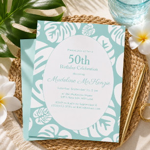 Mintgroene Tropische Monstera Strandfeest 50ste Kaart