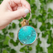 Mintgroene turquoise folie achtergrond sleutelhanger (Hand)