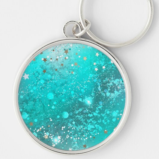 Mintgroene turquoise folie achtergrond sleutelhanger (Voorkant)