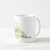 Mintgroene Vlinder Geloof Koffiemok (Voorkant rechts)