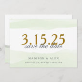 Mintgroene waterverf save-the-datekaart save the date (Voorkant / Achterkant)