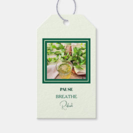 Mintgroene Welzijn & Zelfzorg Cadeaulabel