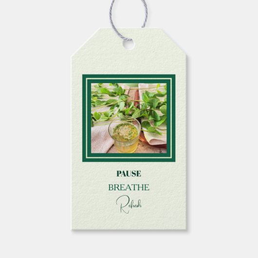 Mintgroene Welzijn & Zelfzorg Cadeaulabel (Voorkant)