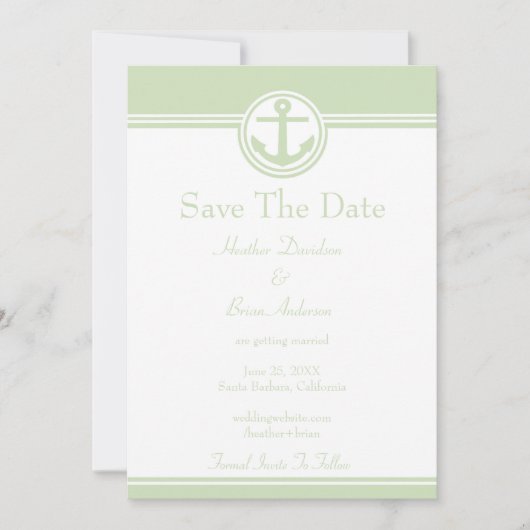 Mintgroene Zeeanker Save The Date (Voorkant)