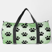 Mintgroene zwarte pootafdruk monogram personaliser plunjezak (Achterkant)