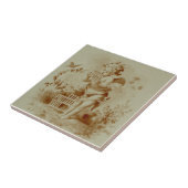 Minton Cherub die Pan Pipes afspeelt voor HP Repro Tegeltje (Zijkant)