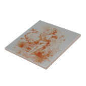 Minton Cherub die Pan Pipes voor vogels afspeelt # Tegeltje (Zijkant)