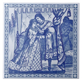 Minton Cinderella Blue Victoriaans Repro Tile c.18 Tegeltje