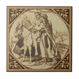 Minton Good Samaritan Bible Story Repro Antiek Tegeltje