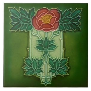 Minton Hollins Art Nouveau Deco Floral Tile Repro Tegeltje