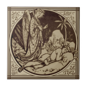 Minton Jacob's Dream Biblical Antiek Repro Sepia Tegeltje