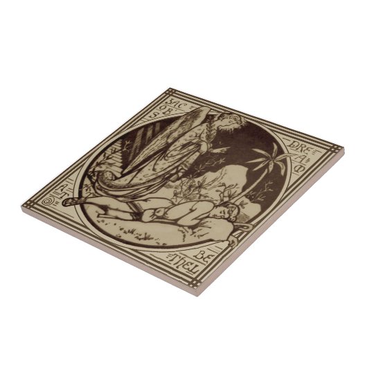 Minton Jacob's Dream Biblical Antiek Repro Sepia Tegeltje (Zijkant)