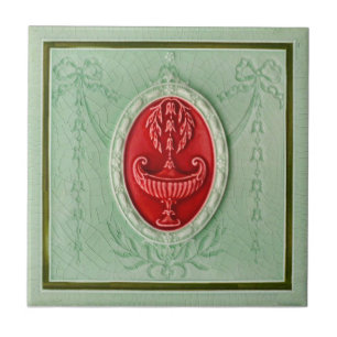 MInton Neoclassical LtGreen 1890 Faux Relief Repro Tegeltje