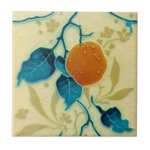 Minton Oranje Fruit Branch Majolica c1900 Repro Tegeltje