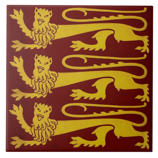 Minton Pugin Gothic Lions Tile 1850s Reproduction Tegeltje (Voorkant)