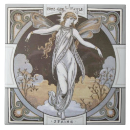 Minton Reproduction Zare Seasonal "Spring" Tile Tegeltje