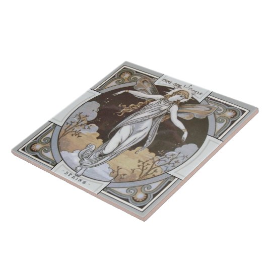 Minton Reproduction Zare Seasonal "Spring" Tile Tegeltje (Zijkant)