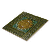 Minton Stoke on Trent Sunflower Majolica Tile Tegeltje (Zijkant)