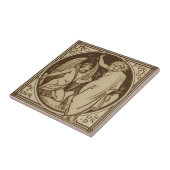 Minton Temptation of Christus Repro Antiek Sepia Tegeltje (Zijkant)