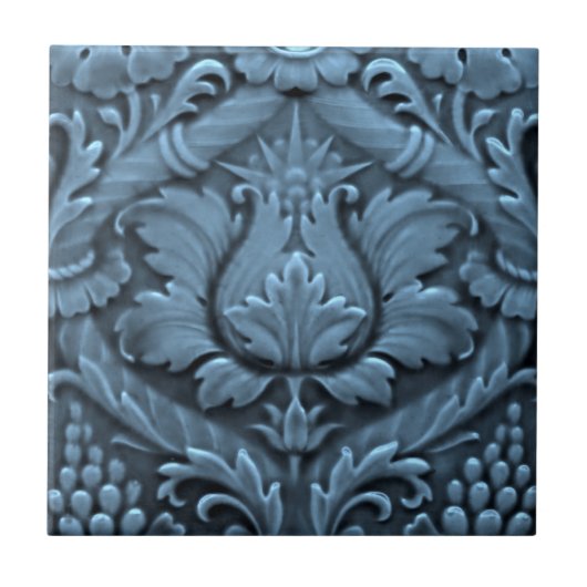 Minton Victoriaans Faux Relief Blue Reproduction Tegeltje (Voorkant)