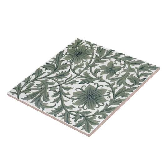 Minton Wm Morris Style Repro 1890s Tile on White Tegeltje (Zijkant)