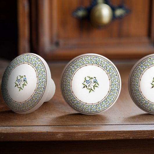 Mintons Brits Royal Blue Victoriaans Bloemen Keramische Knop