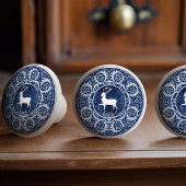 Mintons Deer Antler British Royal Blue Victorian Keramische Knop