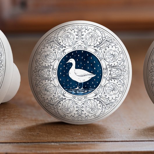 Mintons Goose British Royal Blue Victorian Keramische Knop