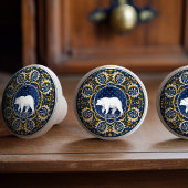 Mintons Grizzly Bear Blue Yellow Victorian Keramische Knop