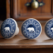 Mintons Grizzly Bear British Royal Blue Victorian Keramische Knop