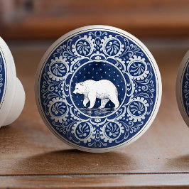 Mintons Grizzly Beer Brits Koninklijk Blauw Victor Keramische Knop