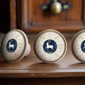 Mintons Herten Brits Royal Blauw Goud Antler Keramische Knop