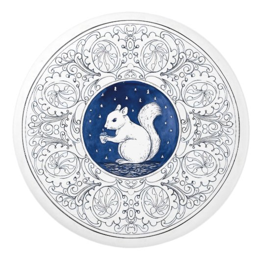 Mintons Squirrel British Royal Blue Victorian Keramische Knop (Voorkant)