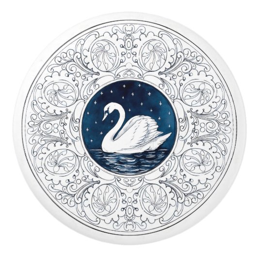 Mintons Swan British Royal Blue Victorian Keramische Knop (Voorkant)