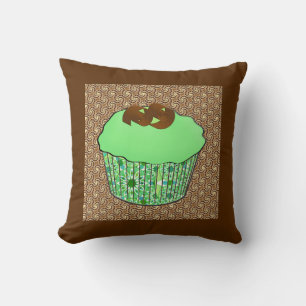 Mints Frosted Chocolade Cupcake, Fractale Achtergr Kussen
