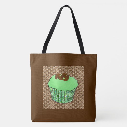 Mints Frosted Chocolade Cupcake, Fractale Achtergr Tote Bag (Voorkant)
