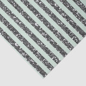 Mints Muntgroene & Zilveren Glitter Strepen Feestj Tissuepapier (Detail)