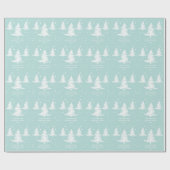 Mintwitte minimalistische kerstbomen cadeaupapier (Vlak)