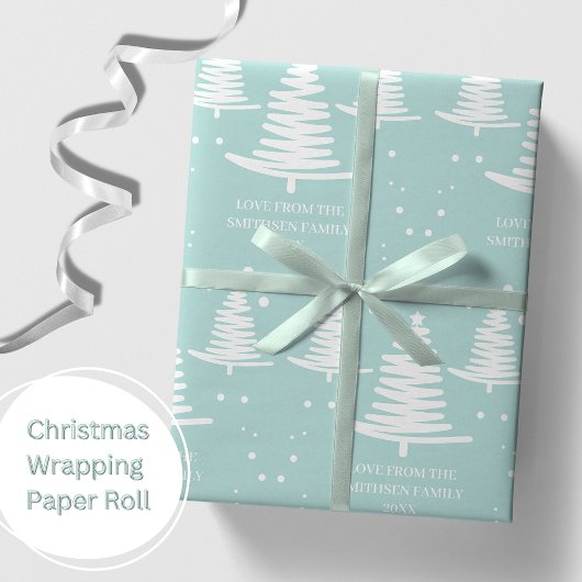 Mintwitte minimalistische kerstbomen cadeaupapier