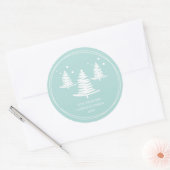 Mintwitte minimalistische kerstbomen ronde sticker (Envelop)
