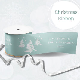 Mintwitte minimalistische kerstbomen satijnen lint