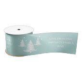 Mintwitte minimalistische kerstbomen satijnen lint (Spoel)