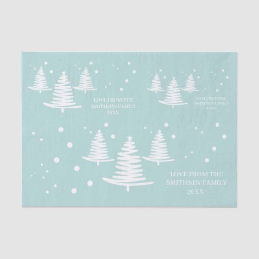 Mintwitte minimalistische kerstbomen tissuepapier (Voorkant)