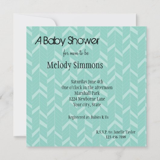Minty Aqua Abstract Baby shower Kaart (Achterkant)