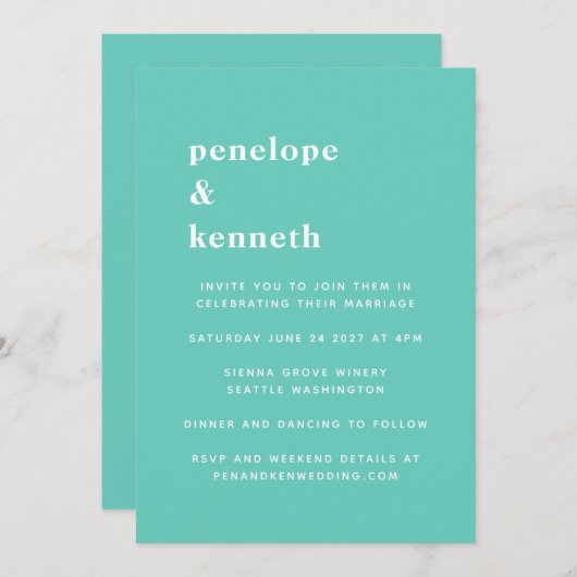 Minty Aqua Blauwgroen minimalistische zomer kust b Kaart (Voorkant / Achterkant)