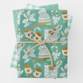 Minty Cozy Holiday Wrapping Paper Sheets (In situ)